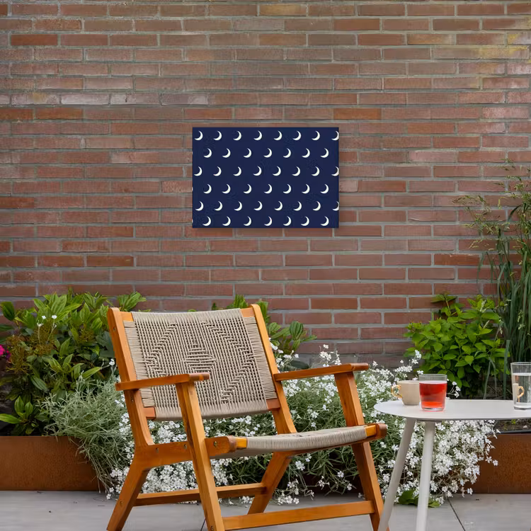 Patroon - Manen - Blauw Tuinposter op houten frame 2 cm dik klein 845 -sfeer3