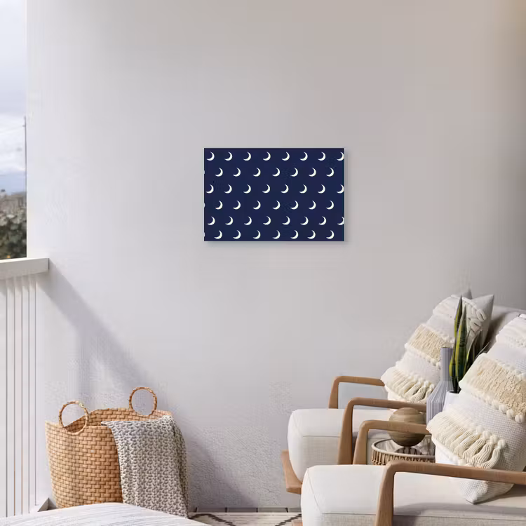 Patroon - Manen - Blauw Tuinposter op houten frame 2 cm dik klein 845 -sfeer1