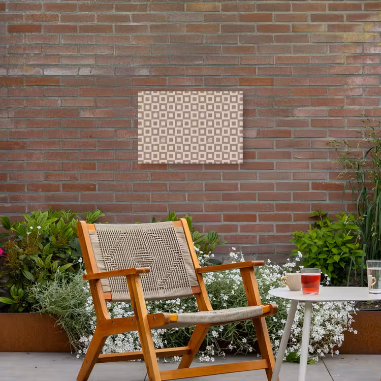 Patroon - Marmer - Beige Tuinposter op houten frame 2 cm dik klein 845 -sfeer3