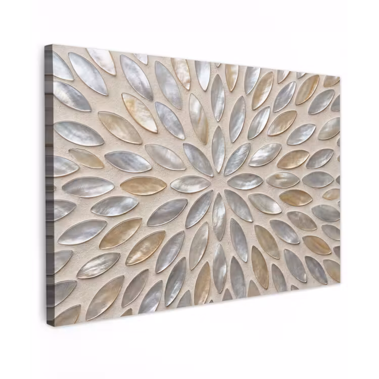 Patroon - Ovaal - Glanzend - Abstract - Beige Tuinposter op houten frame 2 cm dik klein -3d