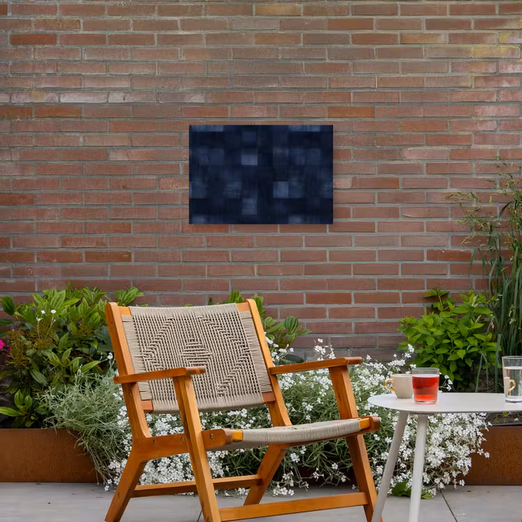 Patroon - Ruit - Marineblauw Tuinposter op houten frame 2 cm dik klein 845 -sfeer3