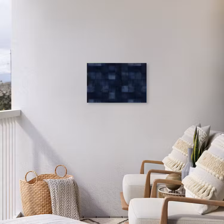 Patroon - Ruit - Marineblauw Tuinposter op houten frame 2 cm dik klein 845 -sfeer1