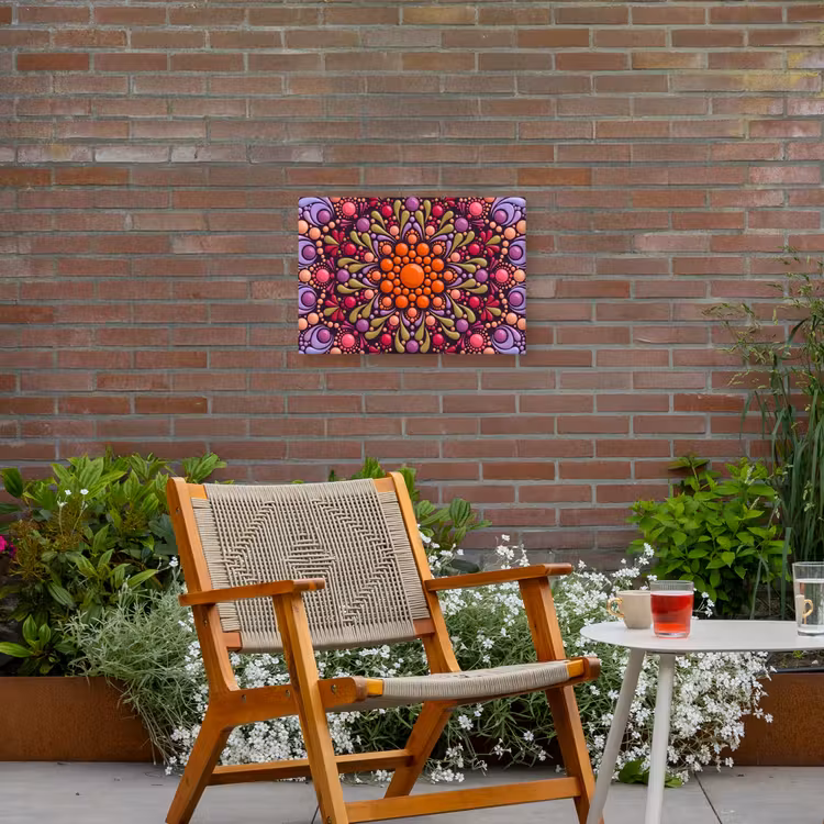 Patroon - Stippen - Abstract - Modern - Kleurrijk Tuinposter op houten frame 2 cm dik klein -sfeer3