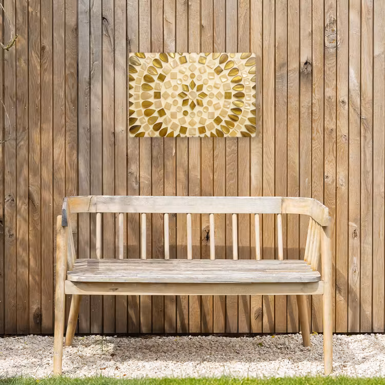 Patroon - Vormen - Mozaïek - Abstract - Goud Tuinposter op houten frame 2 cm dik klein -sfeer4