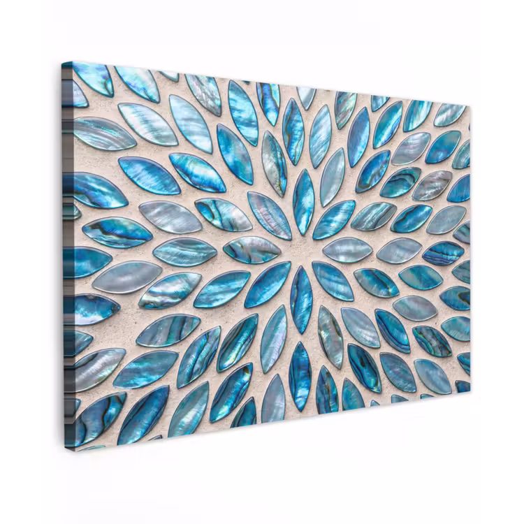 Patroon - Glans - Abstract - Blauw - Decoratie Tuinposter op houten frame 2 cm dik klein -3d