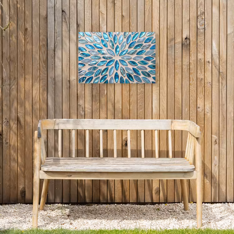Patroon - Glans - Abstract - Blauw - Decoratie Tuinposter op houten frame 2 cm dik klein -sfeer4
