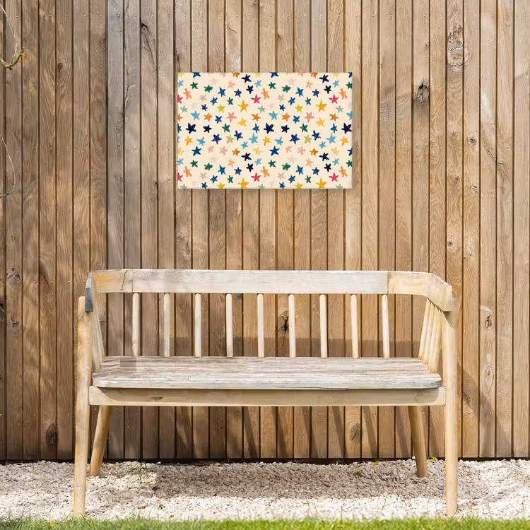 Patroon - Sterren - Kleurrijk Tuinposter op houten frame 2 cm dik klein 845 -sfeer4