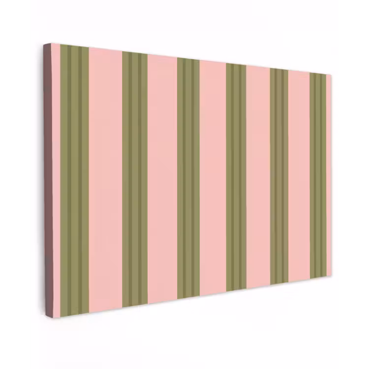Patroon - Strepen - Abstract - Roze - Groen Tuinposter op houten frame 2 cm dik klein -3d