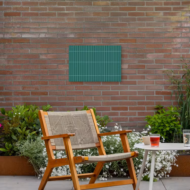 Patroon - Tegel - Saliegroen Tuinposter op houten frame 2 cm dik klein 845 -sfeer3