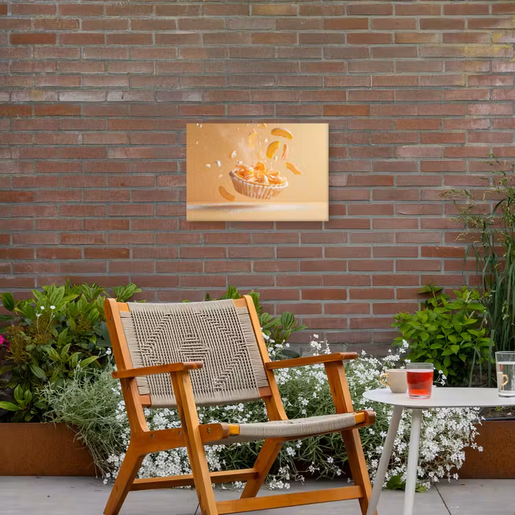 Peach - Eten - Taart - Oranje Tuinposter op houten frame 2 cm dik klein -sfeer3