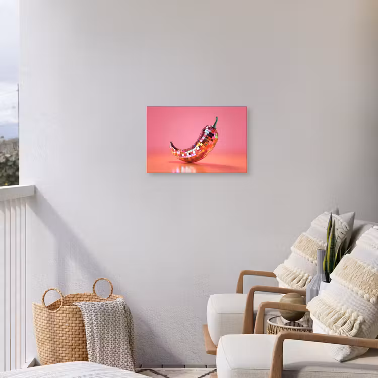 Peper - Disco - Rood - Glitter Tuinposter op houten frame 2 cm dik klein -sfeer1