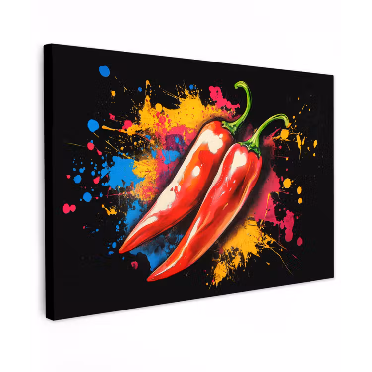 Peper - Graffiti - Verf - Abstract - Modern - Kleurrijk Tuinposter op houten frame 2 cm dik klein -3d