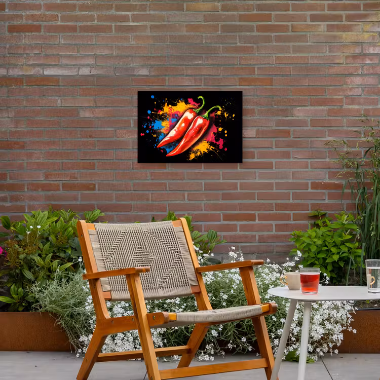 Peper - Graffiti - Verf - Abstract - Modern - Kleurrijk Tuinposter op houten frame 2 cm dik klein -sfeer3