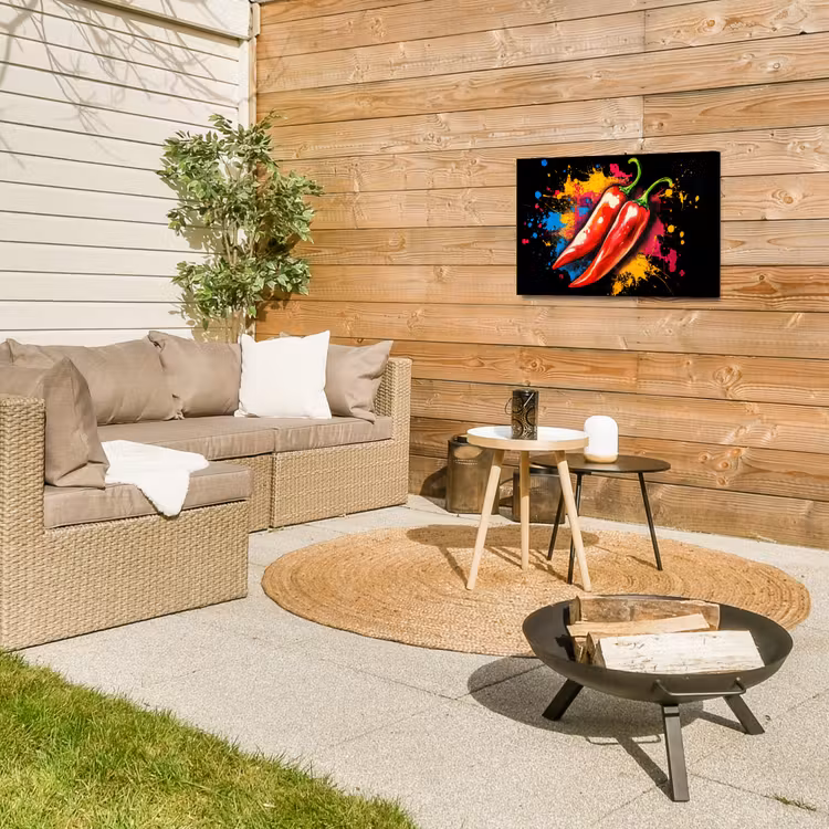 Peper - Graffiti - Verf - Abstract - Modern - Kleurrijk Tuinposter op houten frame 2 cm dik klein -sfeer2