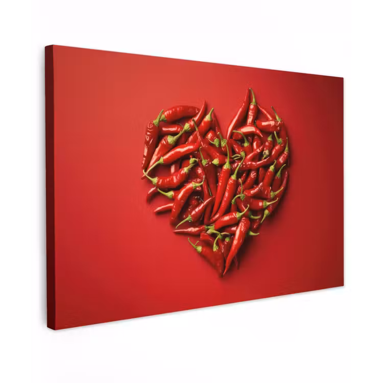 Pepers - Rood - Hart Tuinposter op houten frame 2 cm dik klein -3d