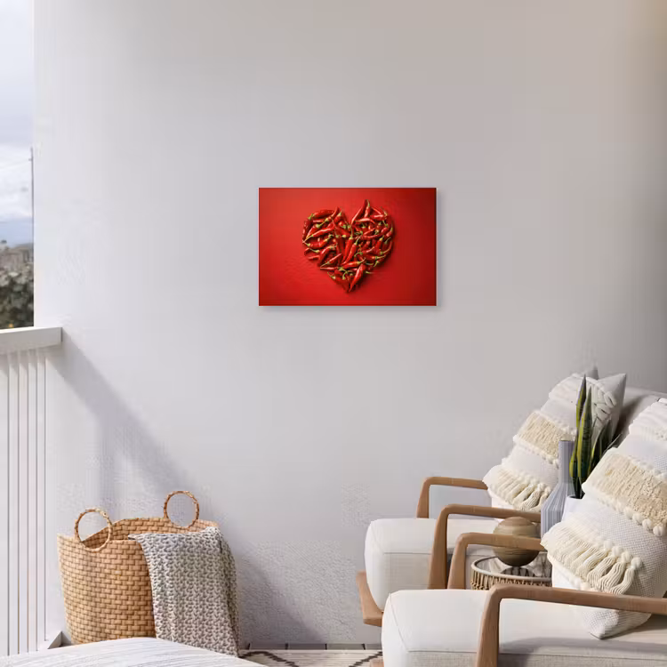 Pepers - Rood - Hart Tuinposter op houten frame 2 cm dik klein -sfeer1