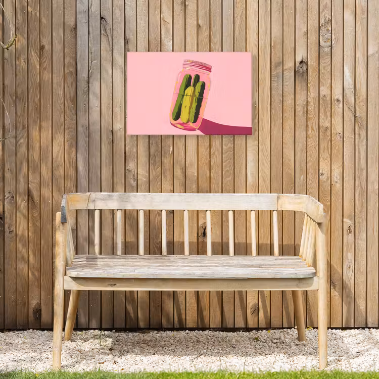 Augurken - Pot - Schaduw - Roze Tuinposter op houten frame 2 cm dik klein -sfeer4