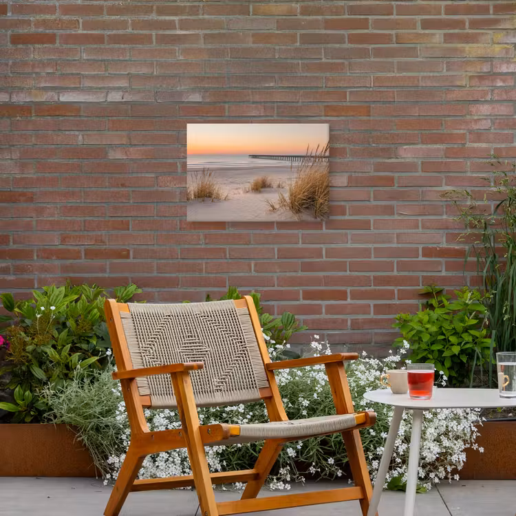 Pier - Zonsondergang - Strand Tuinposter op houten frame 2 cm dik klein -sfeer3