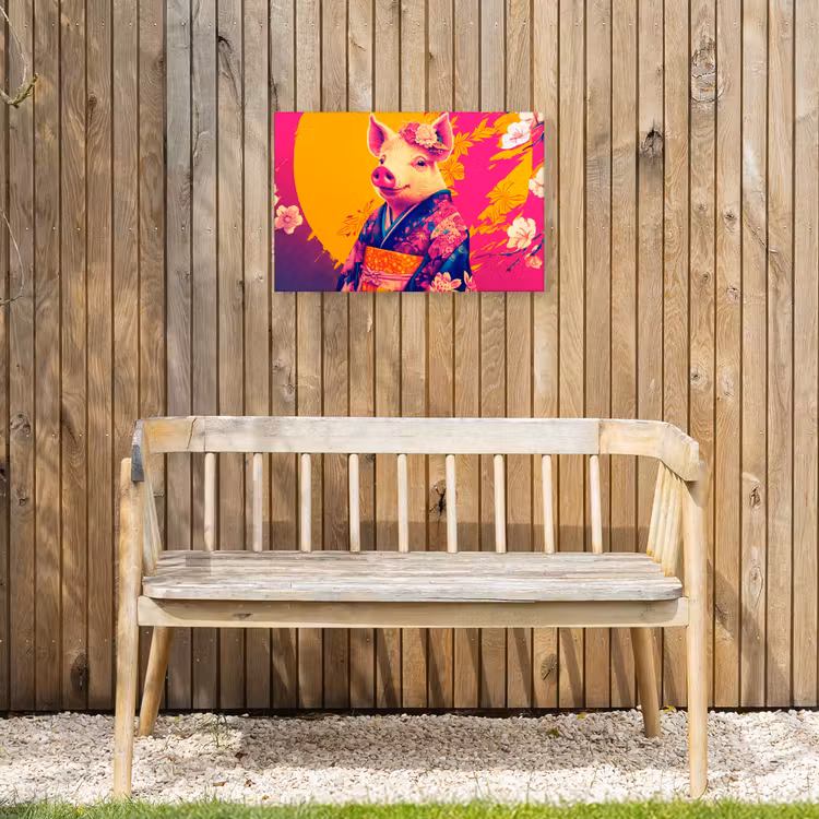Varken - Bloemkroon - Kimono - Abstract Tuinposter op houten frame 2 cm dik klein -sfeer4