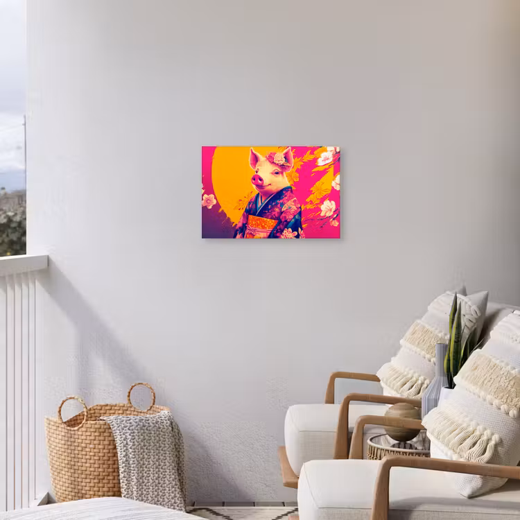 Varken - Bloemkroon - Kimono - Abstract Tuinposter op houten frame 2 cm dik klein -sfeer1