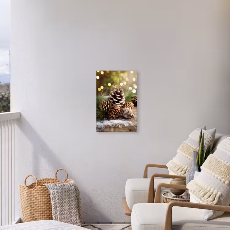 Dennenappels - Kerstsfeer - Bruin - Groen Tuinposter op houten frame 2 cm dik klein -sfeer1