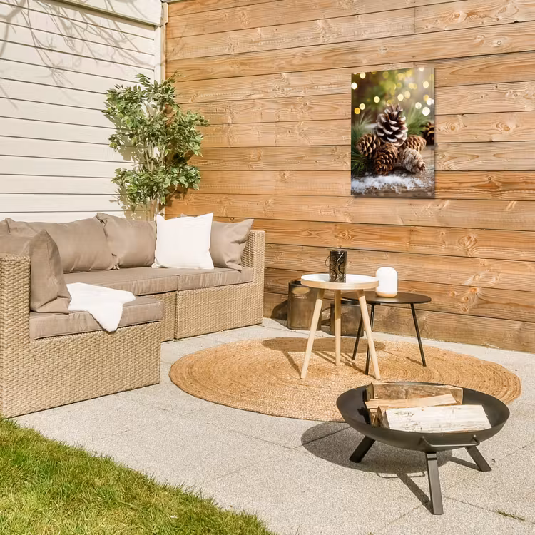 Dennenappels - Kerstsfeer - Bruin - Groen Tuinposter op houten frame 2 cm dik klein -sfeer2