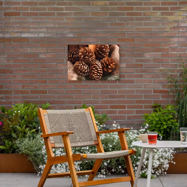 Dennenappels - Boom - Winter - Natuur - Bruin Tuinposter op houten frame 2 cm dik klein -sfeer3