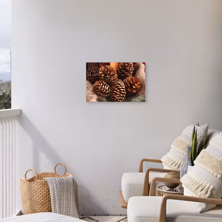 Dennenappels - Boom - Winter - Natuur - Bruin Tuinposter op houten frame 2 cm dik klein -sfeer1
