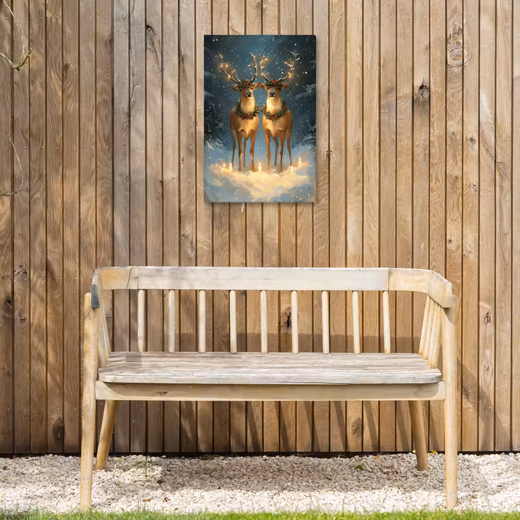 Dennensprookje - Rendier - Nacht Tuinposter op houten frame 2 cm dik klein -sfeer4
