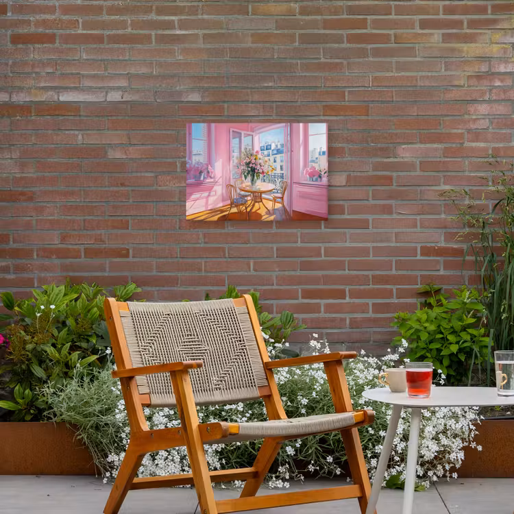 Pink - City - Bloemen Tuinposter op houten frame 2 cm dik klein -sfeer3