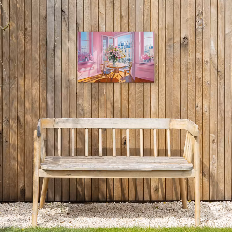 Pink - City - Bloemen Tuinposter op houten frame 2 cm dik klein -sfeer4