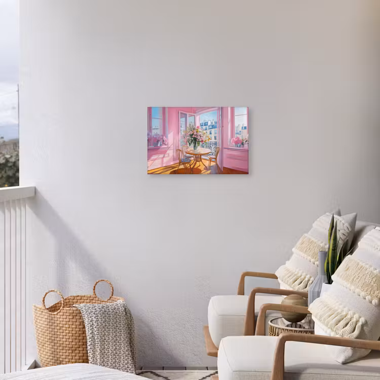 Pink - City - Bloemen Tuinposter op houten frame 2 cm dik klein -sfeer1