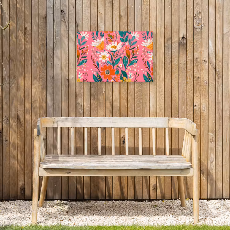 Roze - Bloemen - Wit - Oranje Tuinposter op houten frame 2 cm dik klein -sfeer4