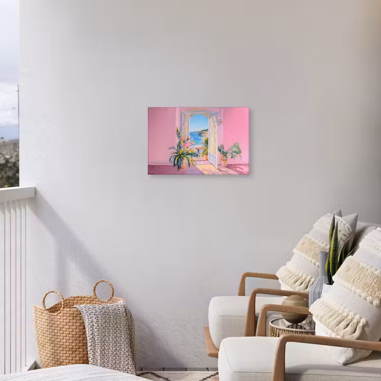 Roze - Buiten - Verf Tuinposter op houten frame 2 cm dik klein -sfeer1