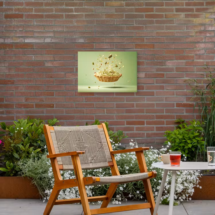 Pistache - Taart - Noten - Eten Tuinposter op houten frame 2 cm dik klein -sfeer3
