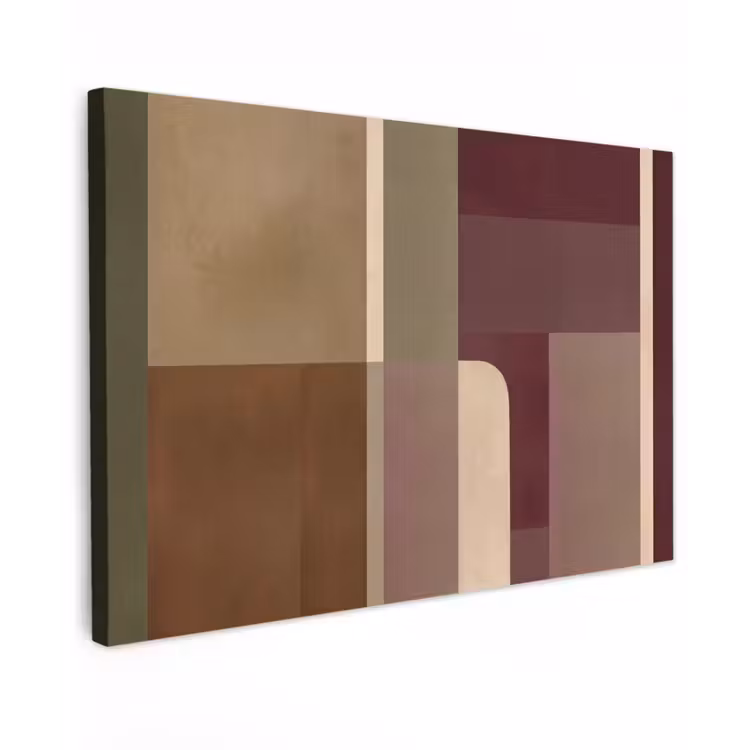 Vlakken - Abstract - Bordeaux - Lijnen Tuinposter op houten frame 2 cm dik klein -3d
