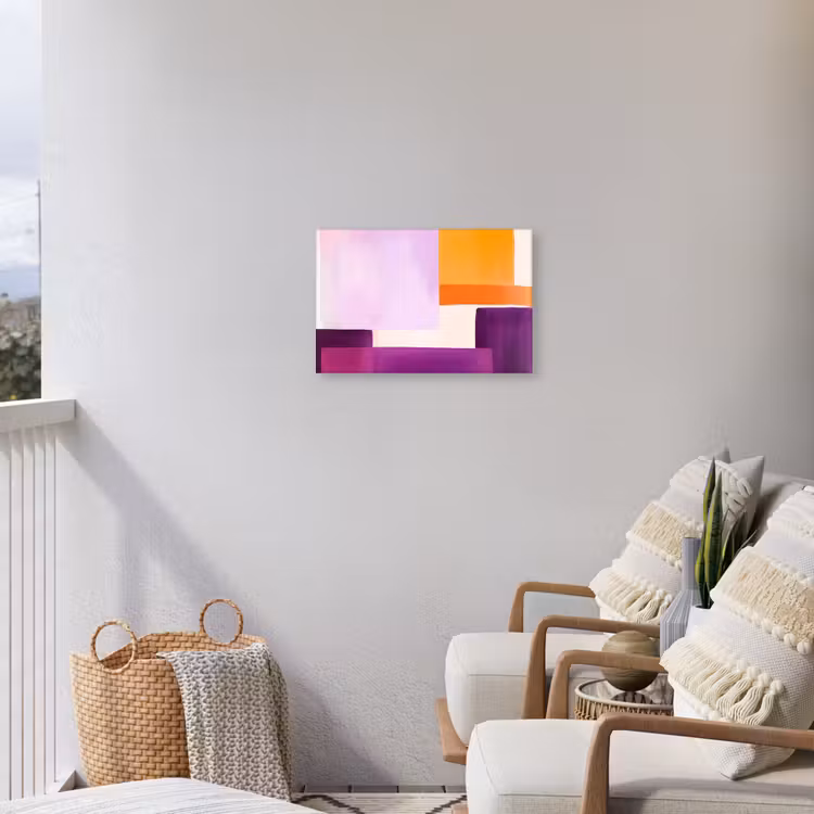 Vlakken - Abstract - Rechthoekig - Oranje Tuinposter op houten frame 2 cm dik klein -sfeer1