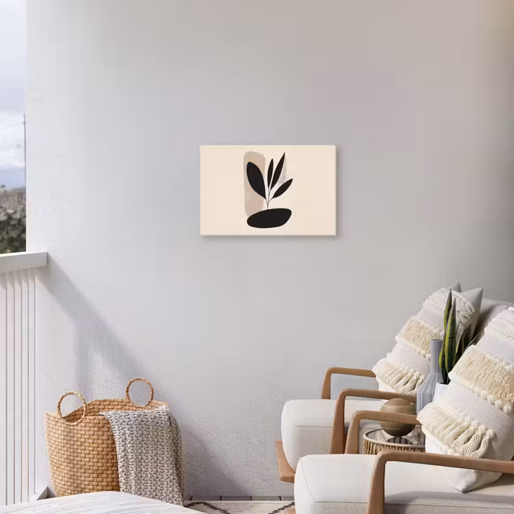 Plant - Beige - Japandi Tuinposter op houten frame 2 cm dik klein -sfeer1