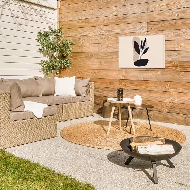 Plant - Beige - Japandi Tuinposter op houten frame 2 cm dik klein -sfeer2