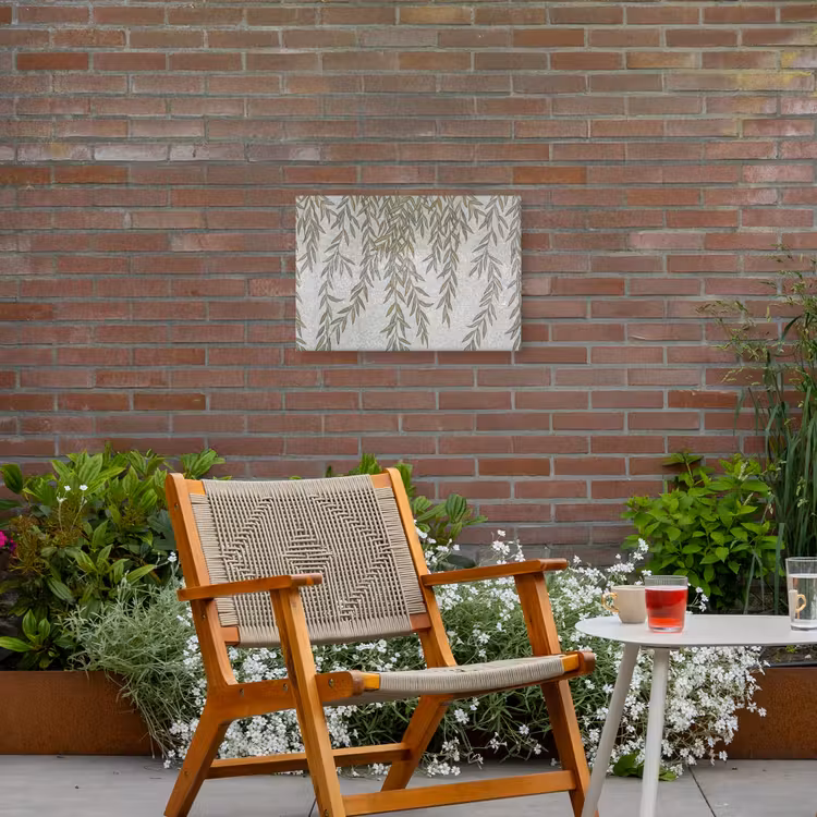 Planten - Mozaïek - Patroon - Groen - Blauw Tuinposter op houten frame 2 cm dik klein -sfeer3
