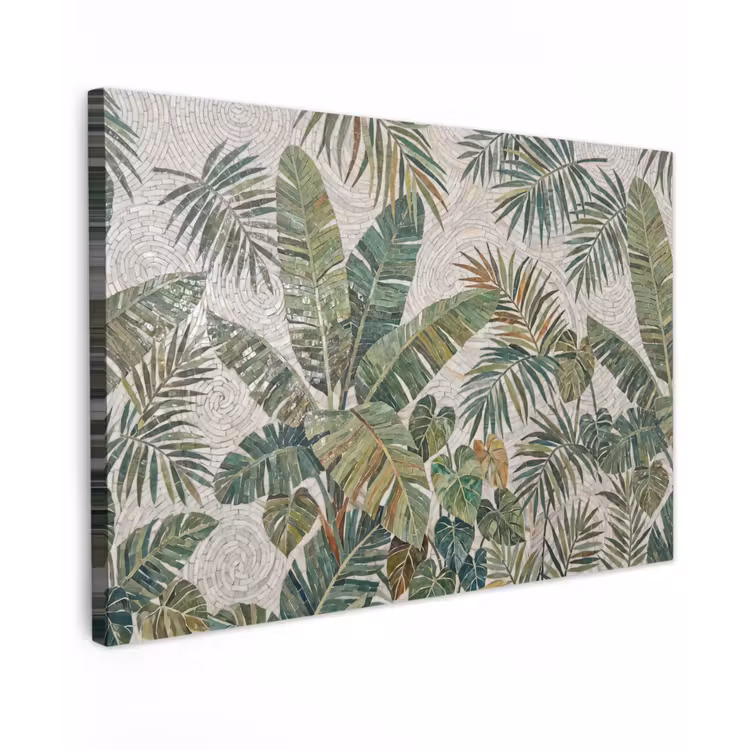 Planten - Tropisch - Mozaïek - Natuur - Groen Tuinposter op houten frame 2 cm dik klein -3d
