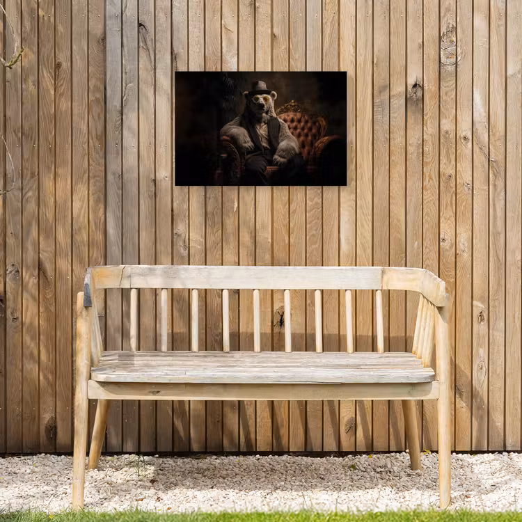 Ijsbeer - Hoed - Bril - Stoel Tuinposter op houten frame 2 cm dik klein -sfeer4