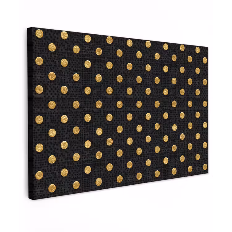 Polka Dot - Stippen - Goud - Zwart Tuinposter op houten frame 2 cm dik klein 845 -3d