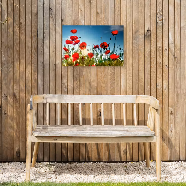 Klaprozen in tegenlicht Tuinposter op houten frame 2 cm dik klein -sfeer4