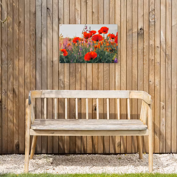 Klaproos - Bloemen - Rood - Paars - Weide Tuinposter op houten frame 2 cm dik klein -sfeer4
