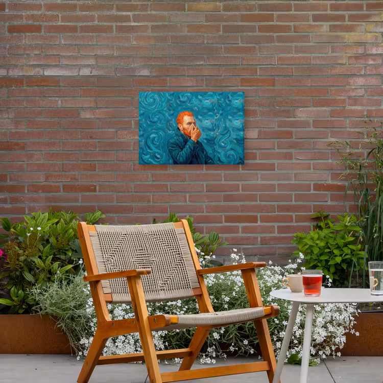 Portret - Klassiek - Blauw Tuinposter op houten frame 2 cm dik klein -sfeer3