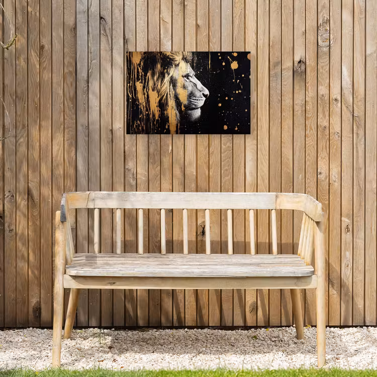 Portret - Leeuw - Abstract - Goud Tuinposter op houten frame 2 cm dik klein -sfeer4