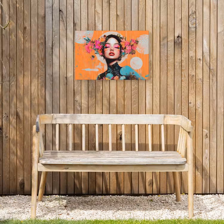 Portret - Vrouw - Abstract - Bloemen Tuinposter op houten frame 2 cm dik klein -sfeer4