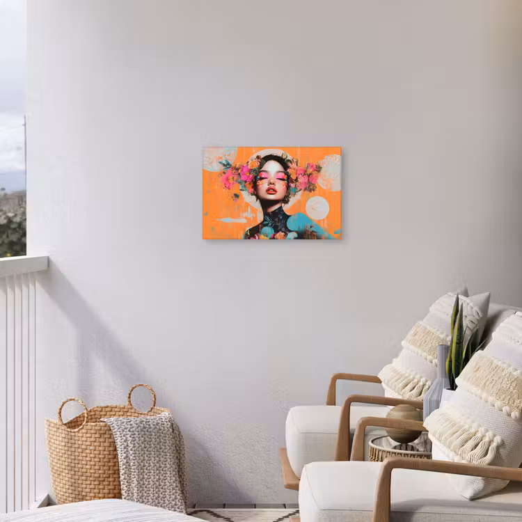 Portret - Vrouw - Abstract - Bloemen Tuinposter op houten frame 2 cm dik klein -sfeer1