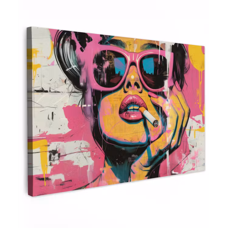 Portret - Vrouw - Abstract - Zonnebril Tuinposter op houten frame 2 cm dik klein -3d